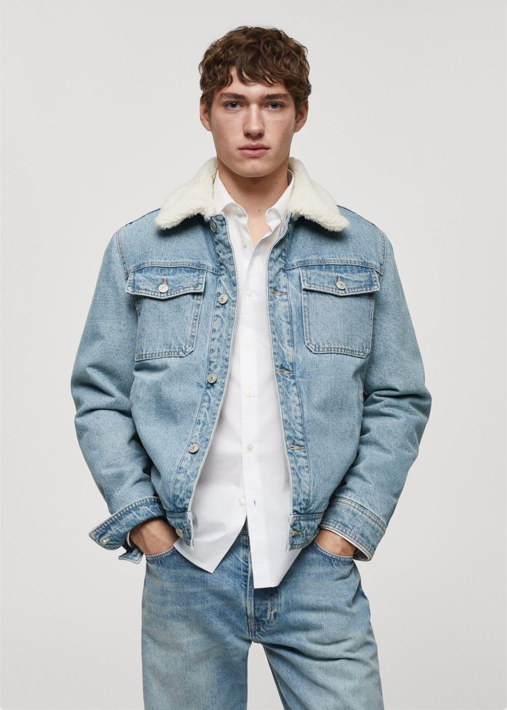 MANGO MAN - Shearling denim jacket medium vintage blueMen Product Image