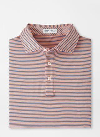 Peter Millar Mens Pilot Mill Halifax Stripe Short-Sleeve Polo | Color: Paradise Orange | Size: M Product Image