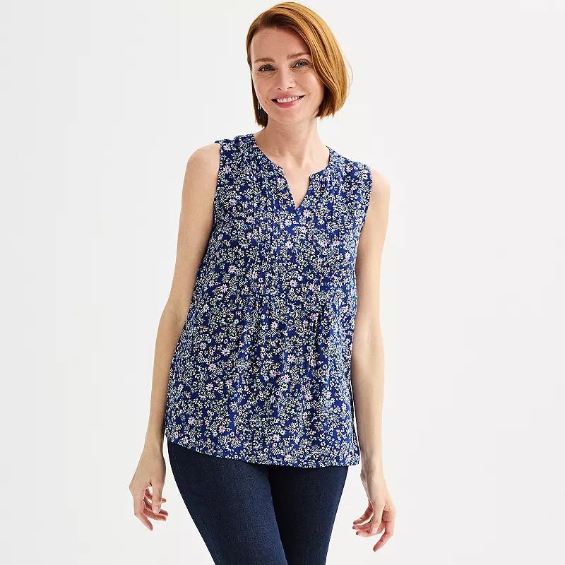 Petite Croft & Barrow Pintuck Sleeveless Shell Top, Womens product image