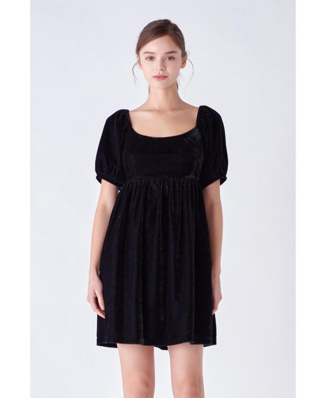 Womens Velvet Scoop Neck Mini Dress Product Image