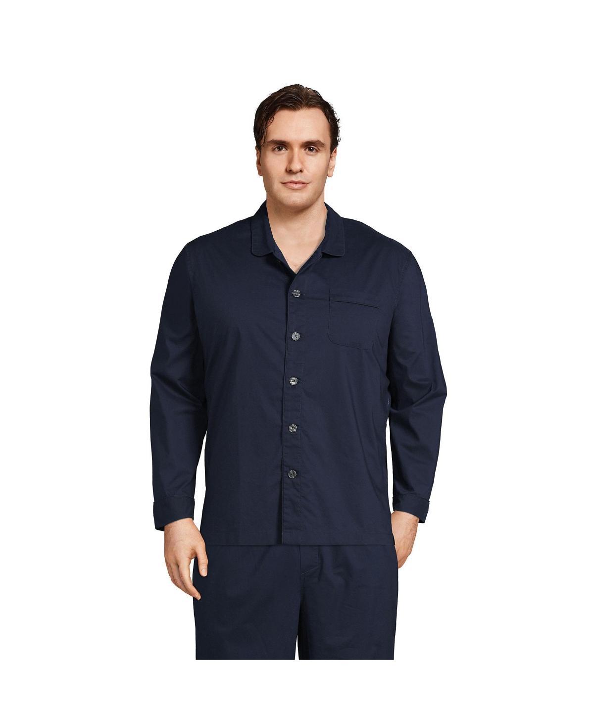 Big & Tall Lands End Broadcloth Pajama Sleep Shirt, Mens Blue Product Image