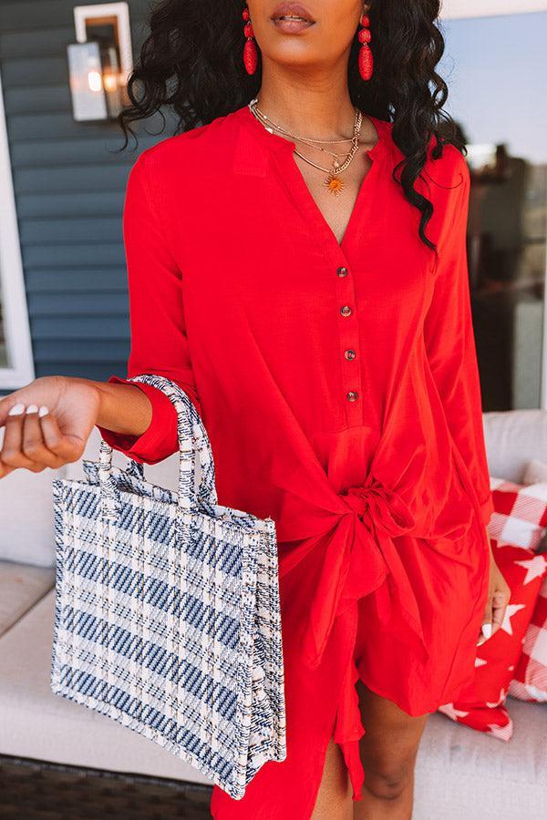 Press Room Front Tie Dress In Red Product Image