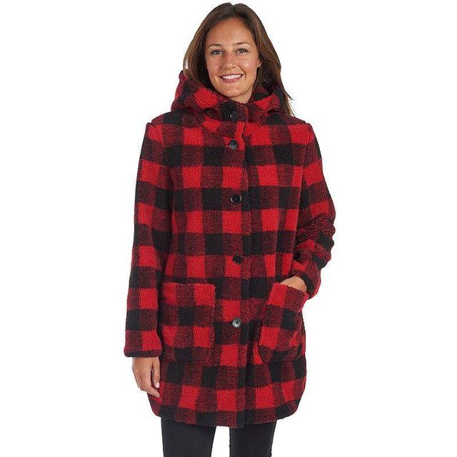 Womens Fleet Street Plaid Faux Fur Long Coat Product Image