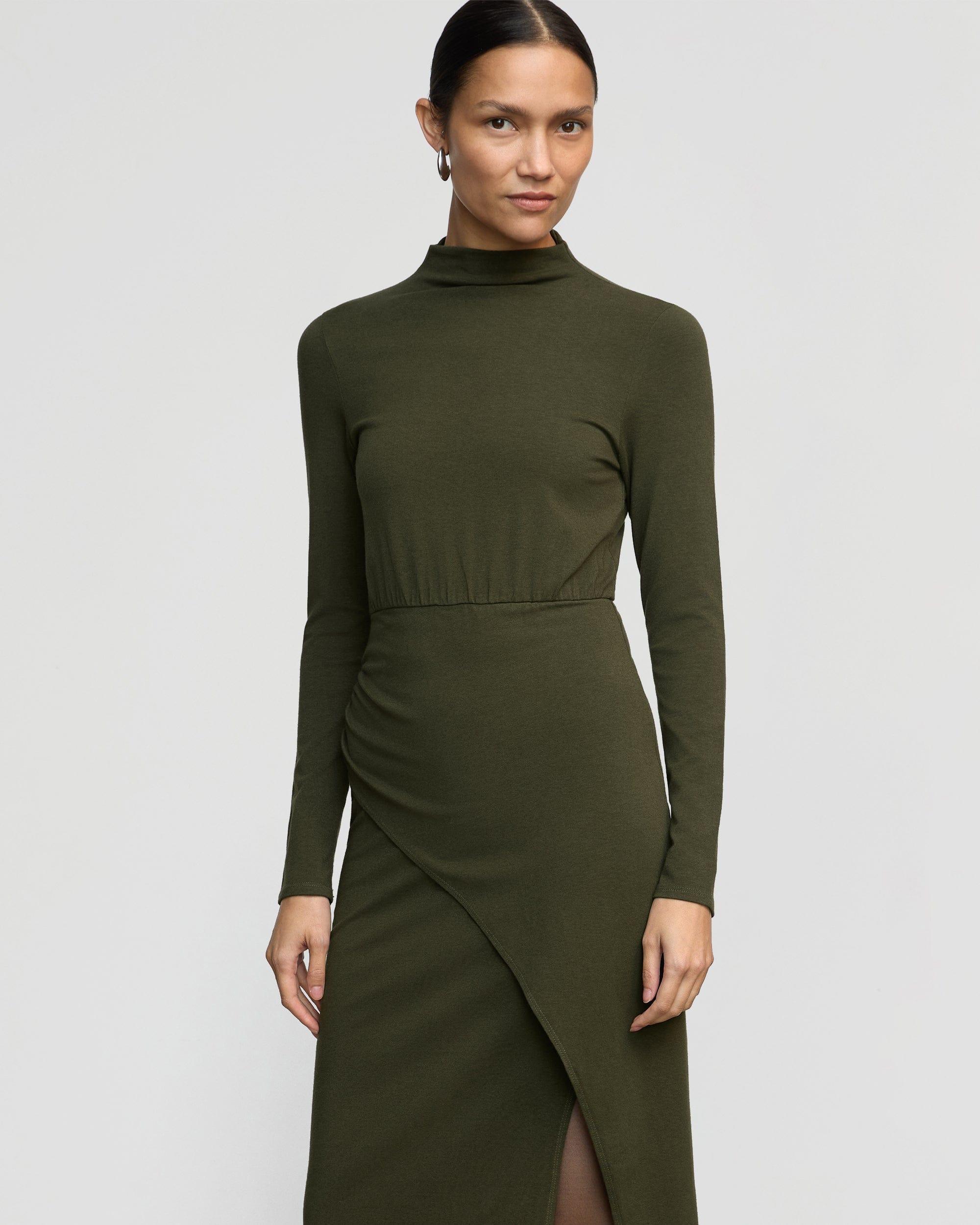 Suki Mock-Neck Side-Slit Dress Product Image