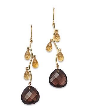 Bloomingdales Citrine & Smokey Quartz Vine Drop Earrings in 14K Yellow Gold Product Image