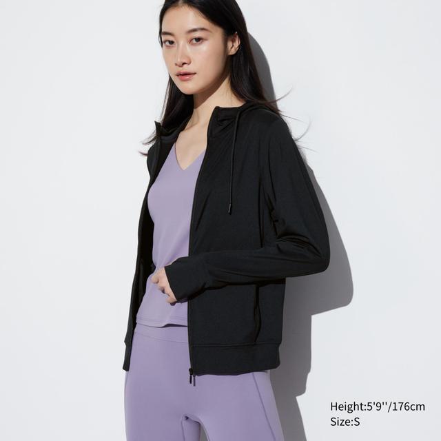 Womens Airism Mesh Uv Protection Full-Zip Hoodie with Deodorizing Black 2XS UNIQLO US Product Image