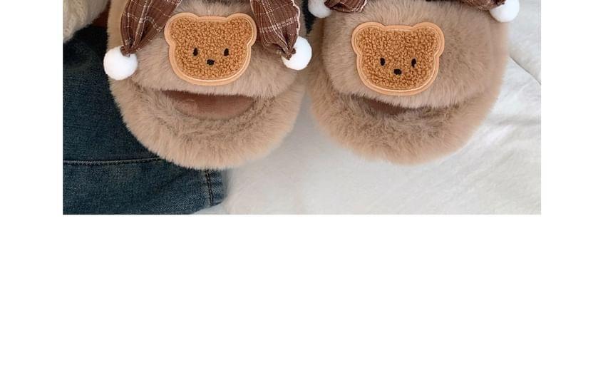 Bear Applique Fluffy Slippers Product Image