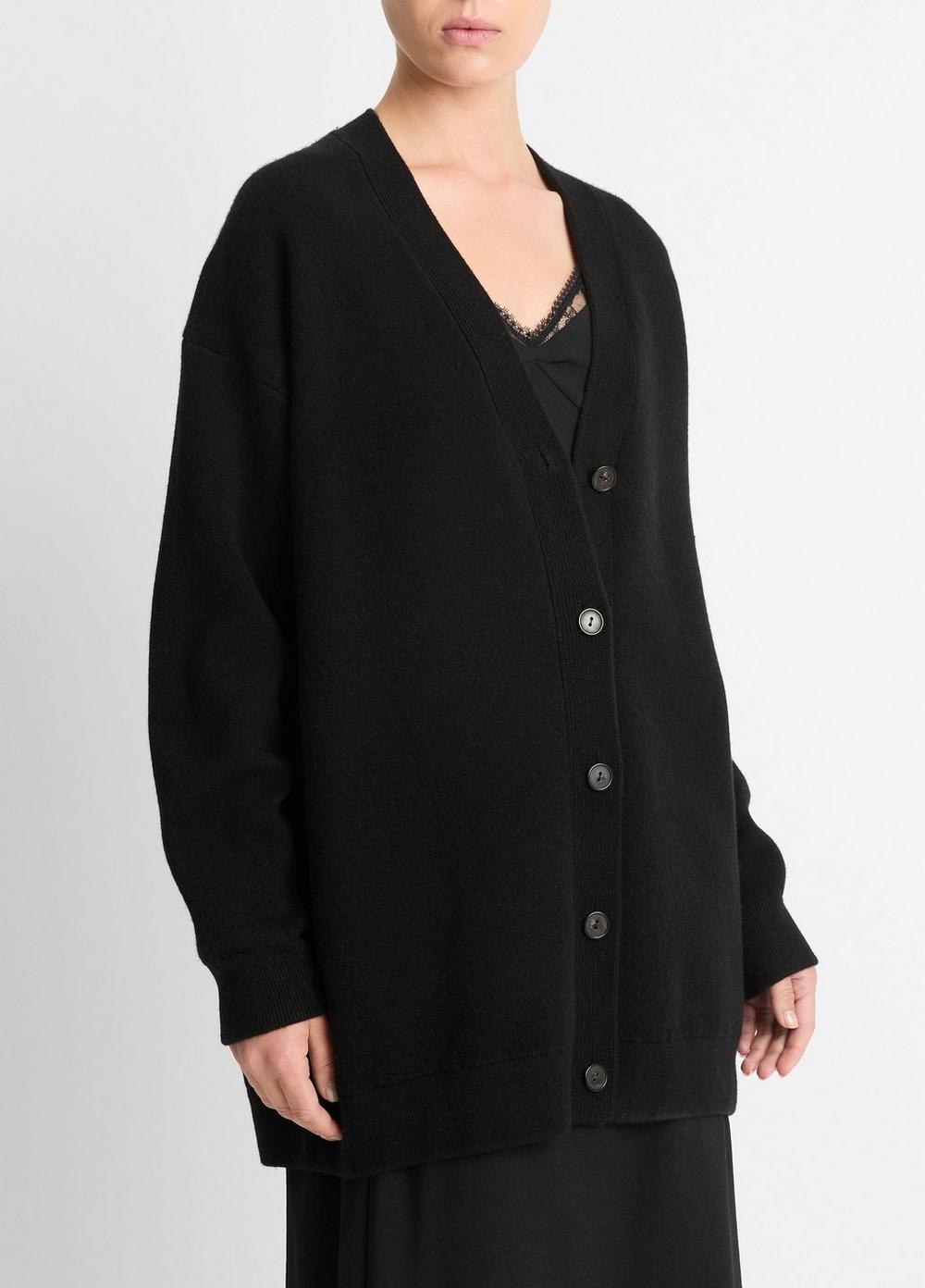 Double-Knit Wool-Blend Oversized Cardigan Product Image