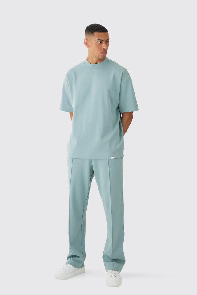 Oversized Interlock T-shirt And Sweatpants Set | boohooMAN USA Product Image