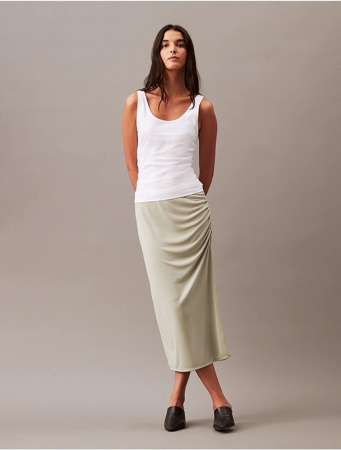 Calvin Klein Womens Refined Jersey Midi Skirt - Black - S Product Image