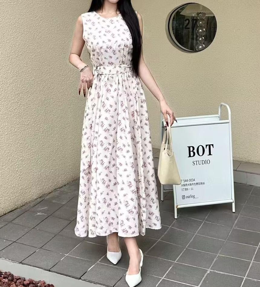 Sleeveless Floral Maxi A-Line Dress Product Image