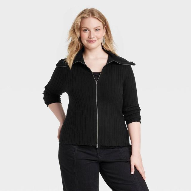 Womens Fine Gauge Double Zip Sweater - Universal Thread Black 4X Product Image