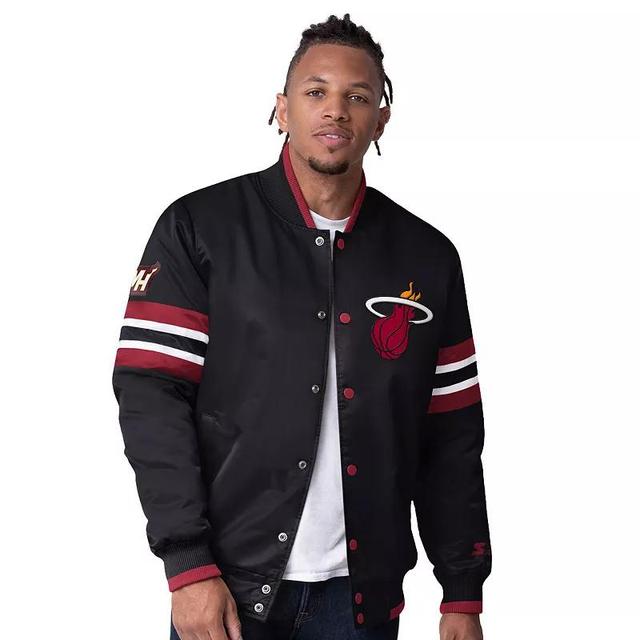 Mens Starter Miami Heat Scout Varsity Satin Full-Snap Jacket Product Image