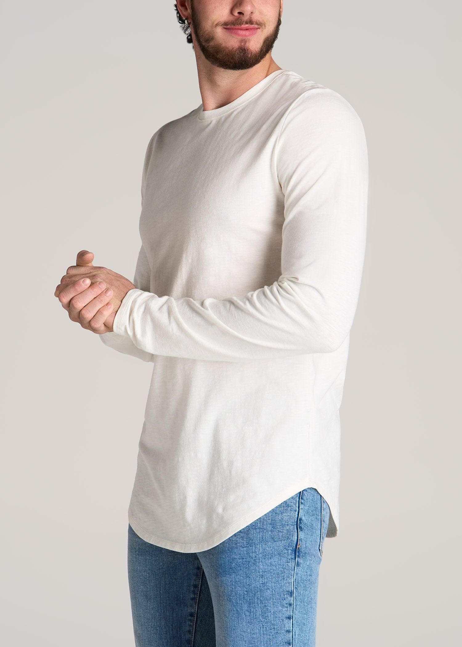 Slub Long Sleeve Scoop Tall Men's Tee in Ecru Product Image