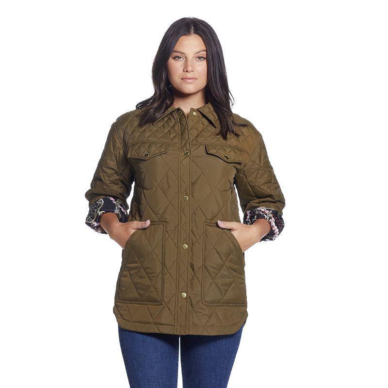 Womens Weathercast Print Lining Quilted Shacket Product Image