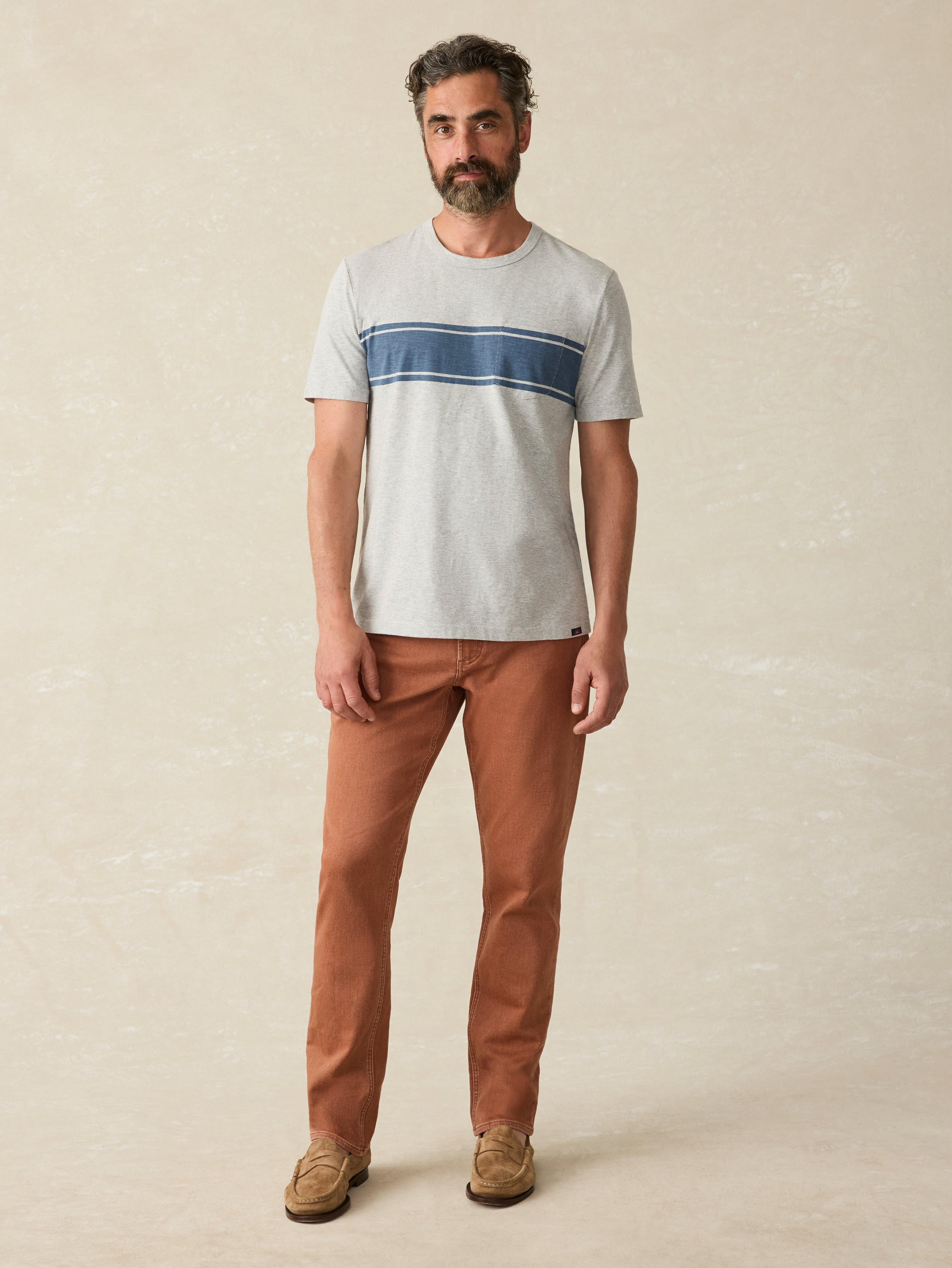 Surf Stripe Sunwashed Pocket Tee - Heather Grey Male Product Image