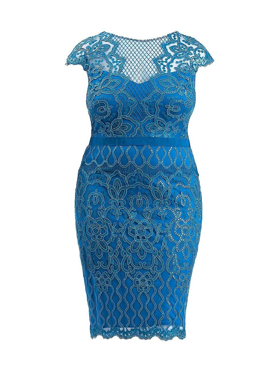 Womens Sequined Lace Cocktail Dress Product Image