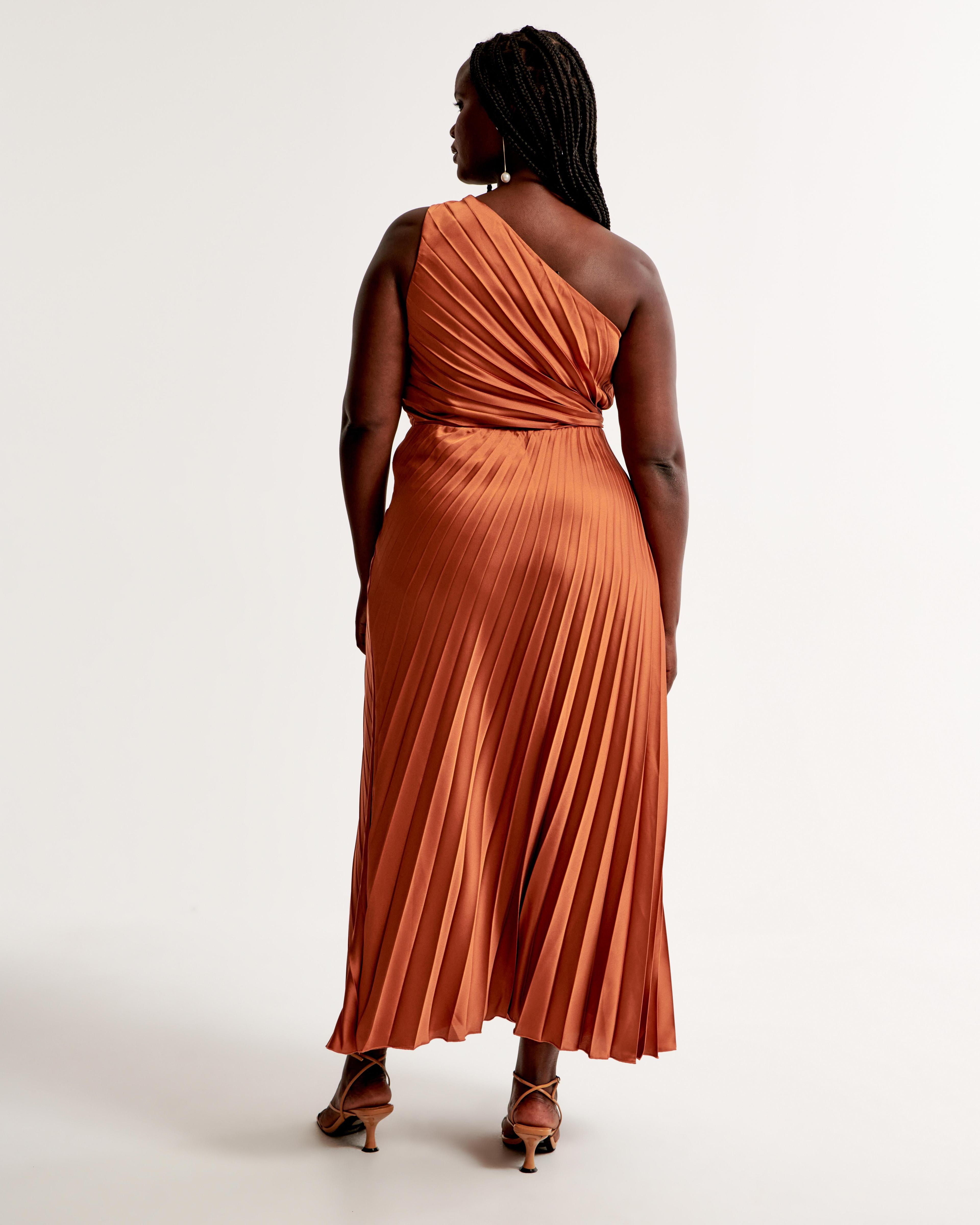 One-Shoulder Pleated Maxi Dress Product Image