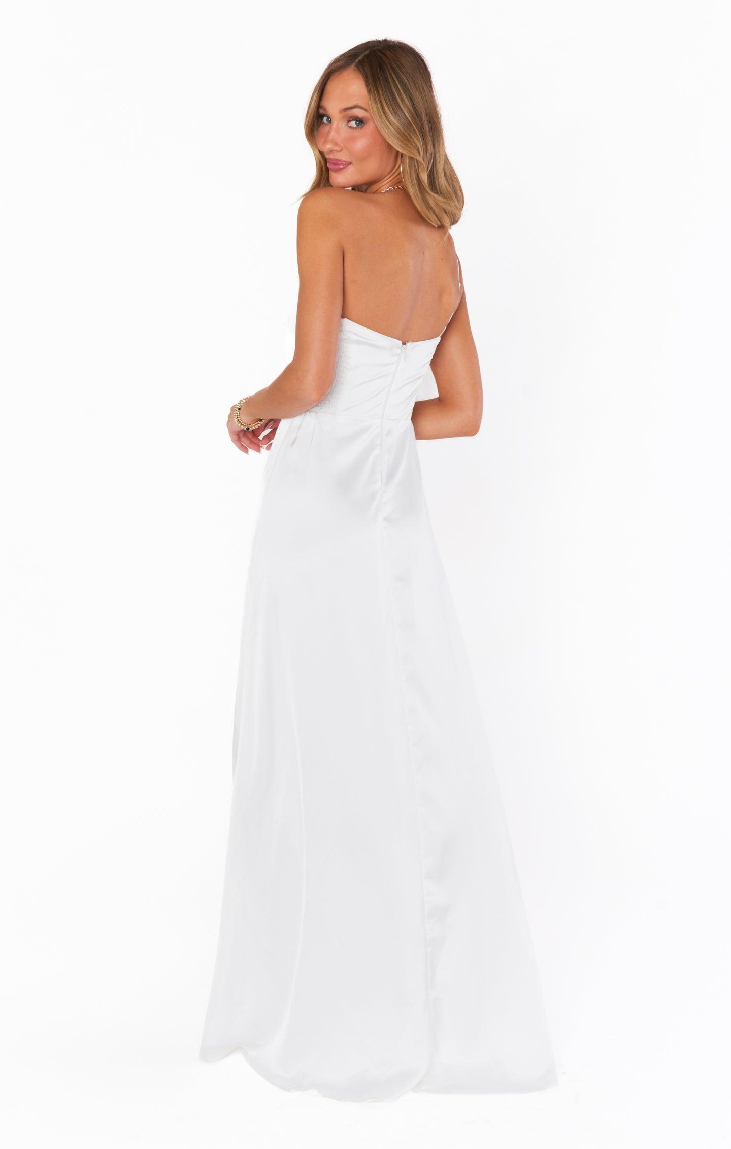 Shannon One Shoulder Dress ~ Ivory Luxe Satin Product Image