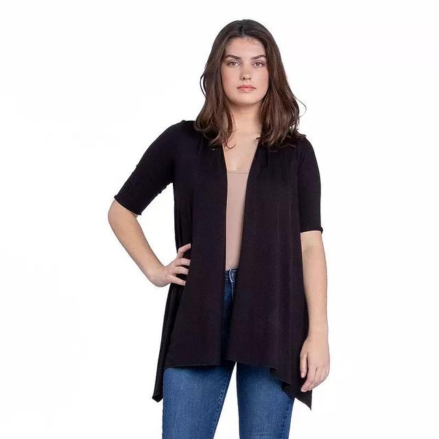 Womens 24Seven Comfort Apparel Loose Fit Open Front Cardigan with Half Sleeve Product Image