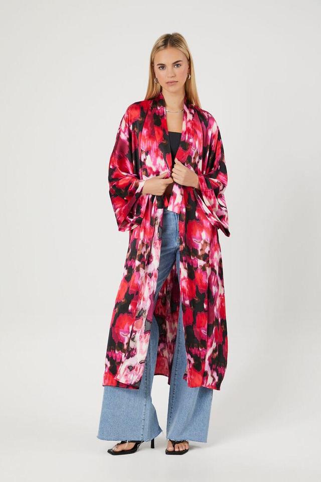 Satin Abstract Print Kimono | Forever 21 Product Image