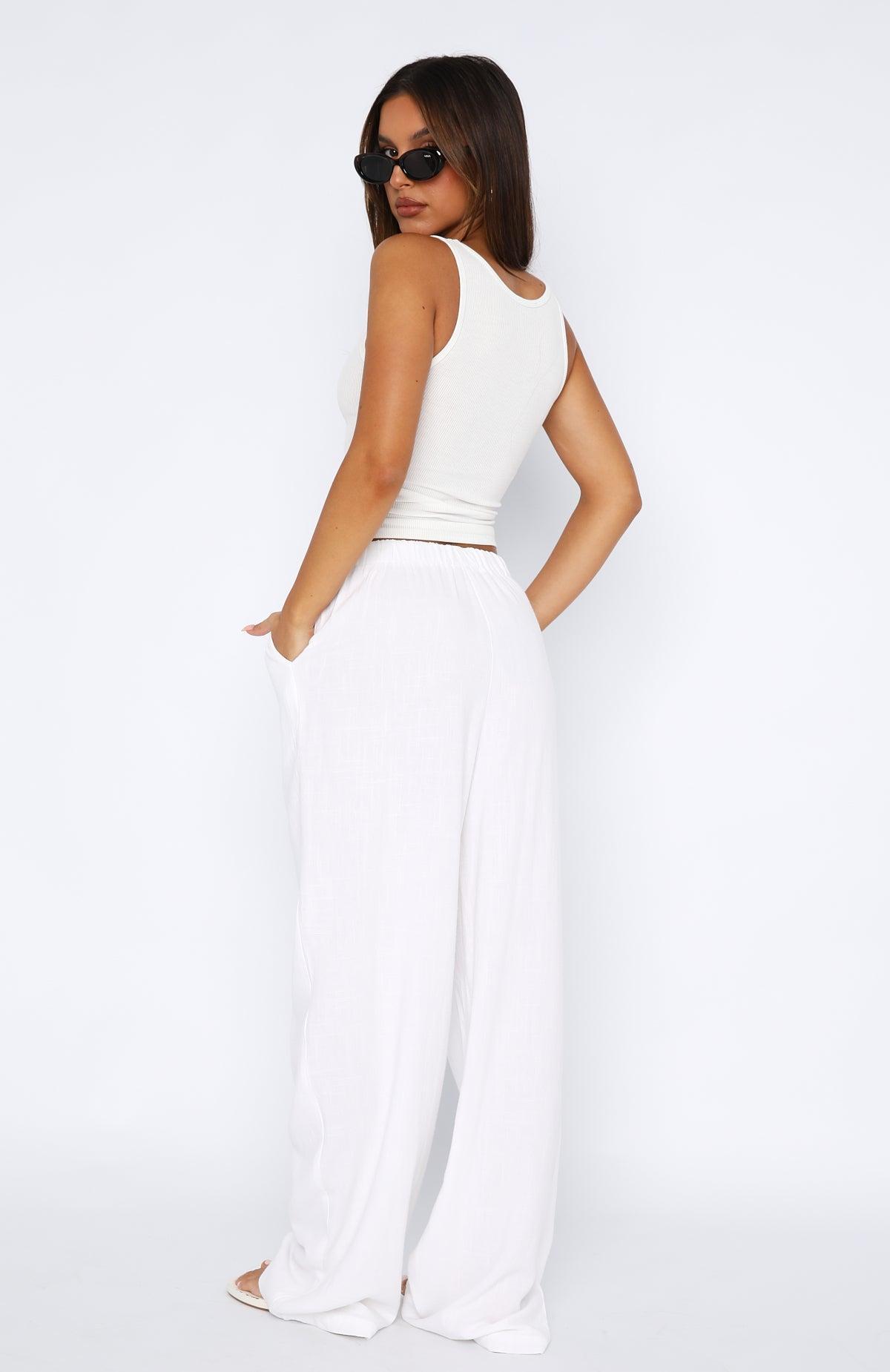 Live It Up Linen Pants White Product Image