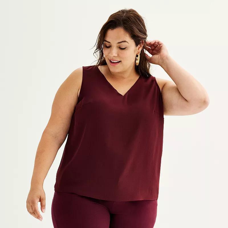 Plus Size Nine West Essential V-Neck Tank Top, Womens Maddie Purple Product Image