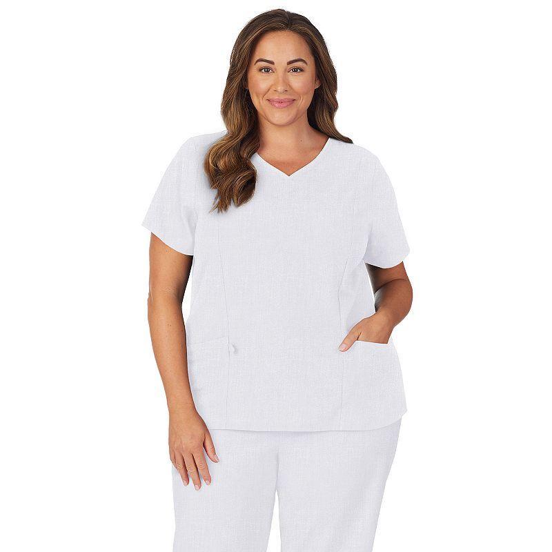 Plus Size Cuddl Duds Scrubs Pocketed V-Neck Top, Womens Product Image