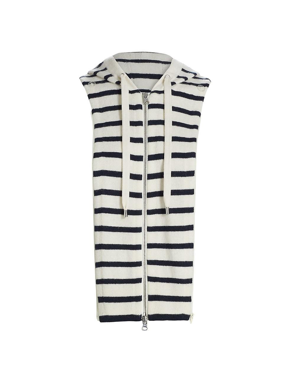 Womens Striped Wool & Cashmere Hooded Vest Product Image