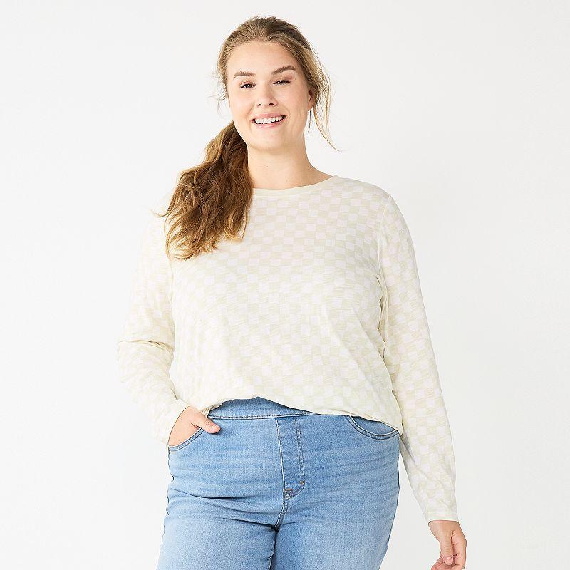 Plus Size Sonoma Goods For Life Everyday Crewneck Long Sleeve Top, Womens Product Image