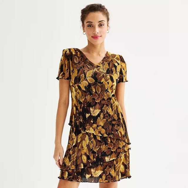 Womens Connected Apparel Short Sleeve Tiered Mini Dress Product Image