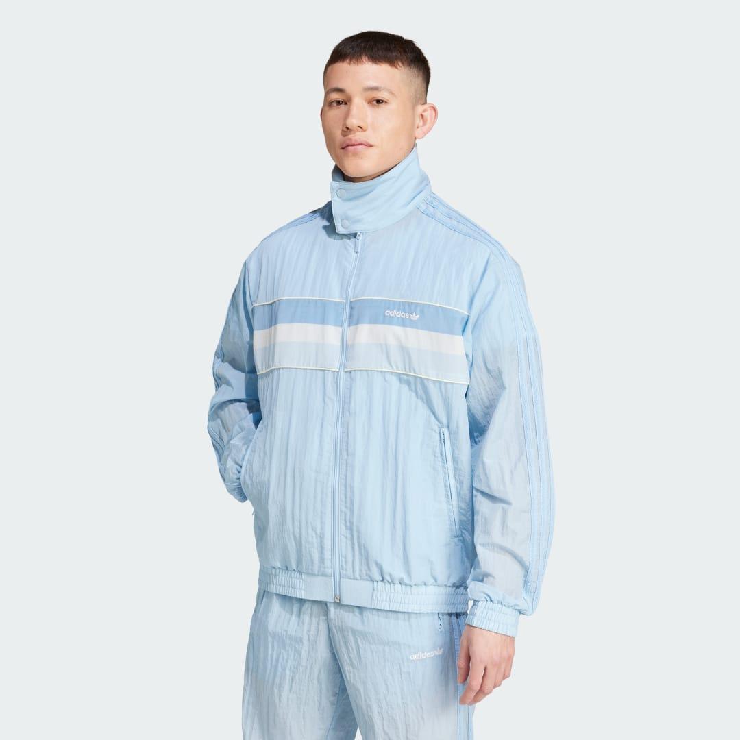 adidas 80s Nylon Archive 3-Stripes Track Top Clear Sky L Mens Product Image