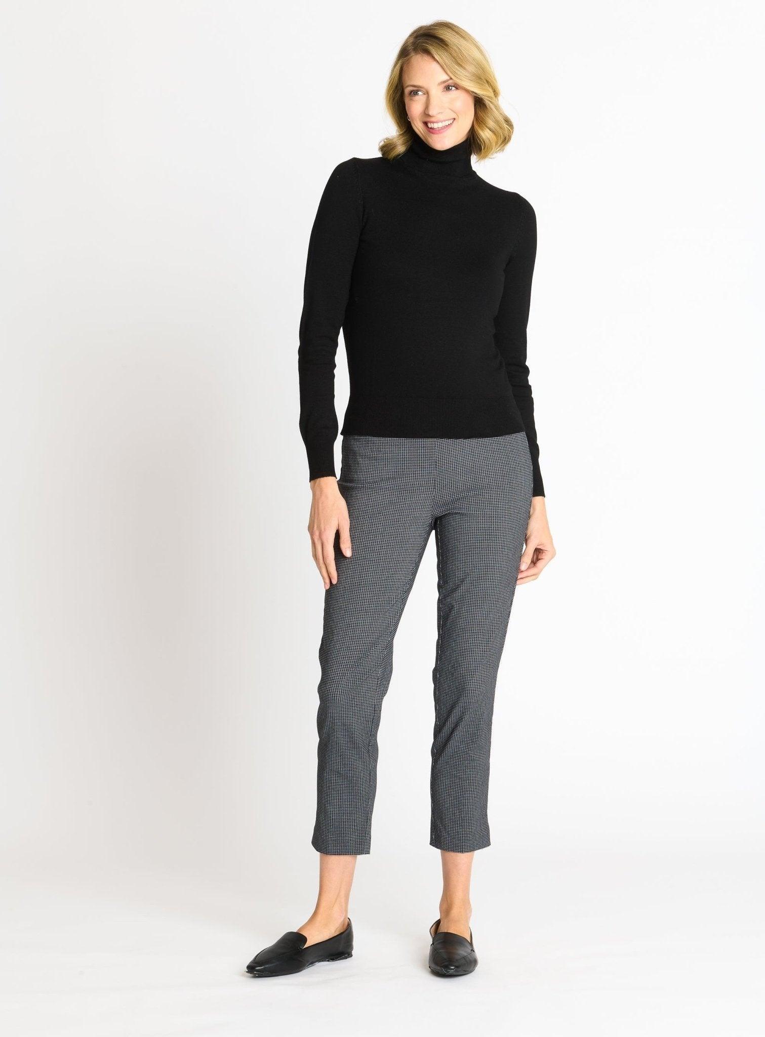 Roz & Ali Millennium Black Grid Pull On Ankle Pants Product Image