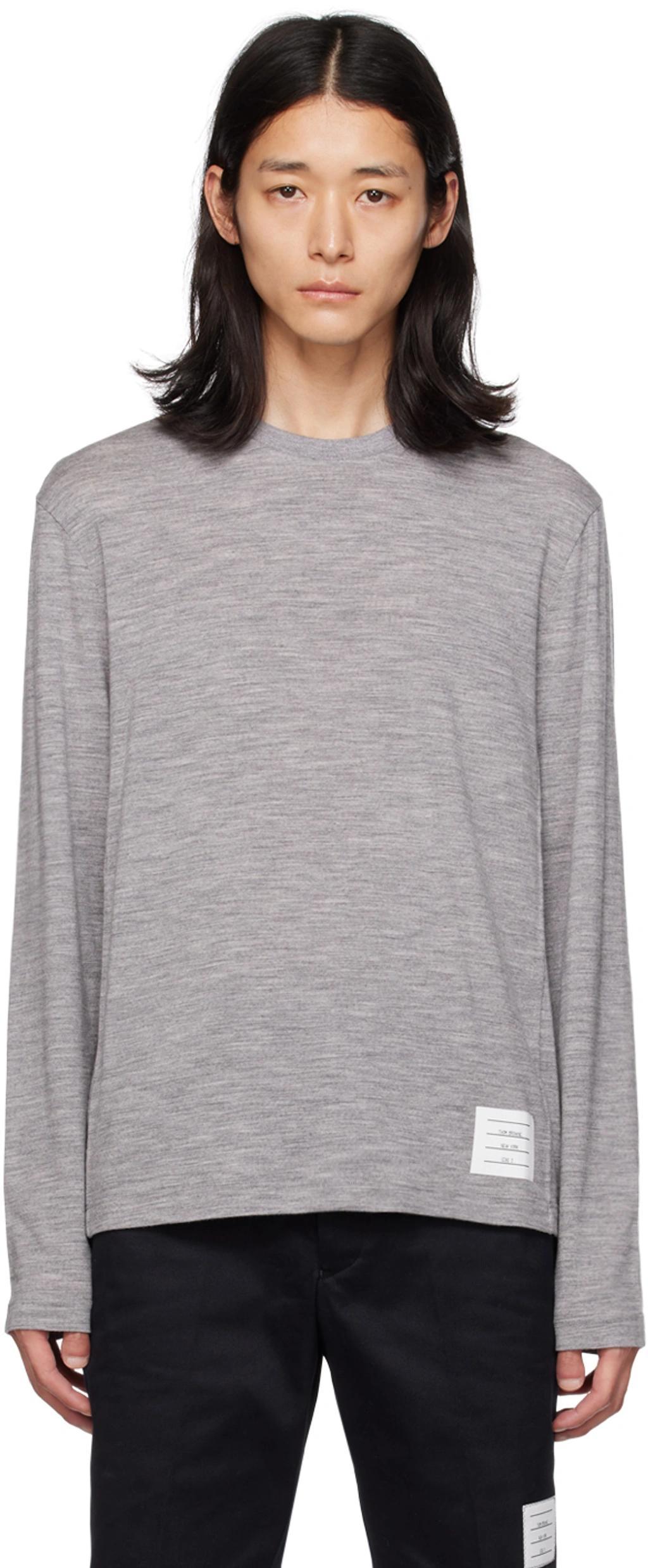 Gray 4-bar Long Sleeve T-shirt In 055 Lt Grey Product Image