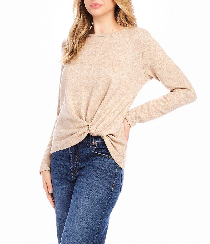 Karen Kane Petite Size Crew Neck Long Sleeve Side Pick-Up Sweater Product Image