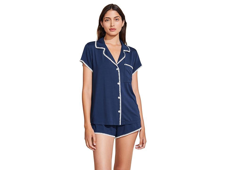 Eberjey Frida Shortie PJ Set (Navy/Ivory) Women's Pajama Sets Product Image