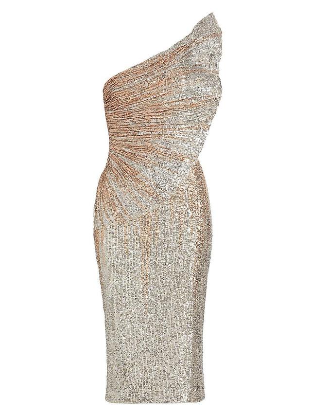 Womens Sequined One-Shoulder Sheath Dress Product Image