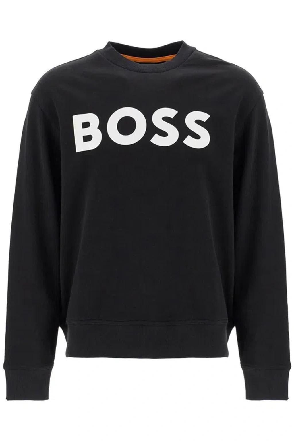 HUGO BOSS Classic Ribbed Crew Neck Sweater In Black Product Image