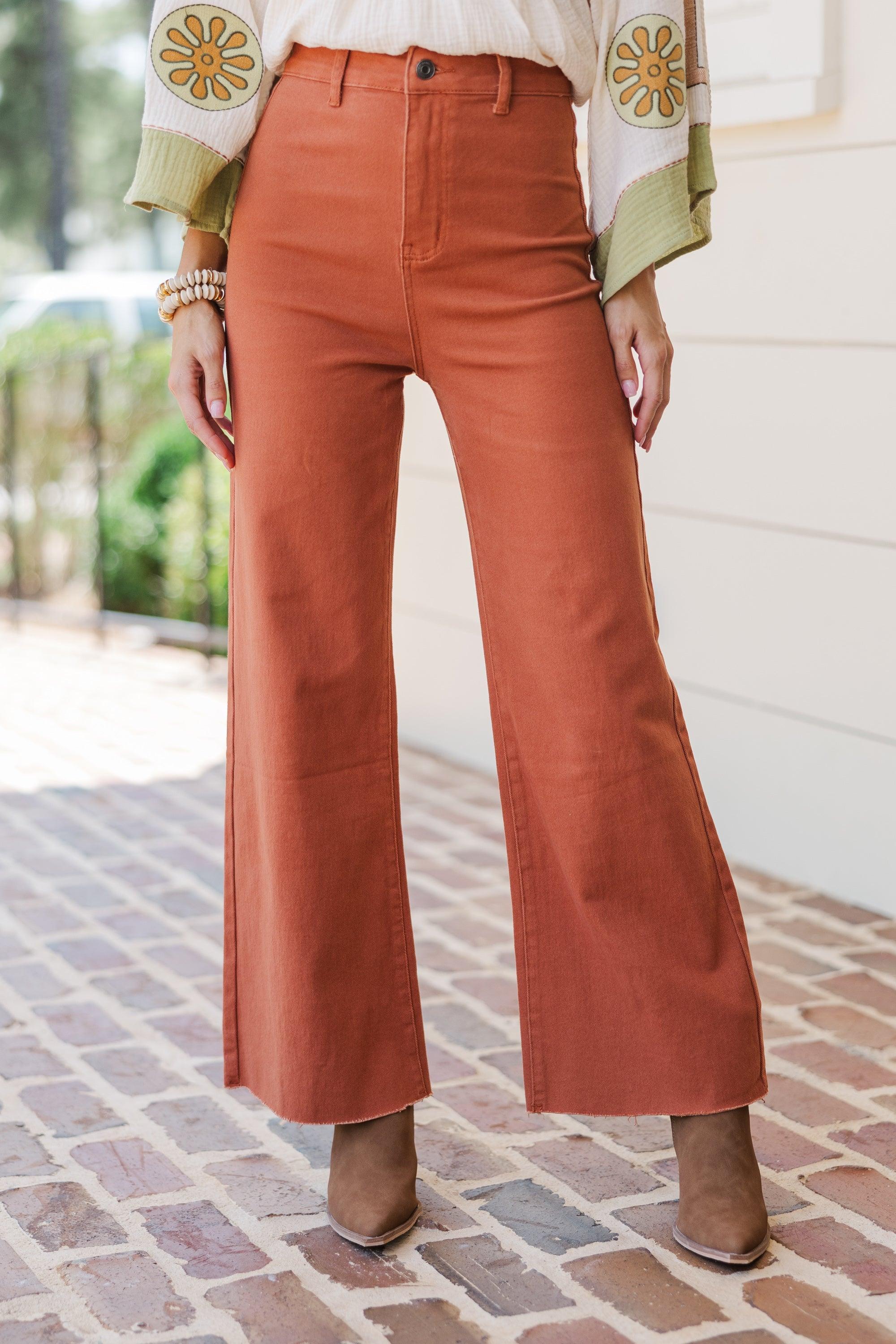 Going Strong Rust Orange Cropped Jeans Female Product Image