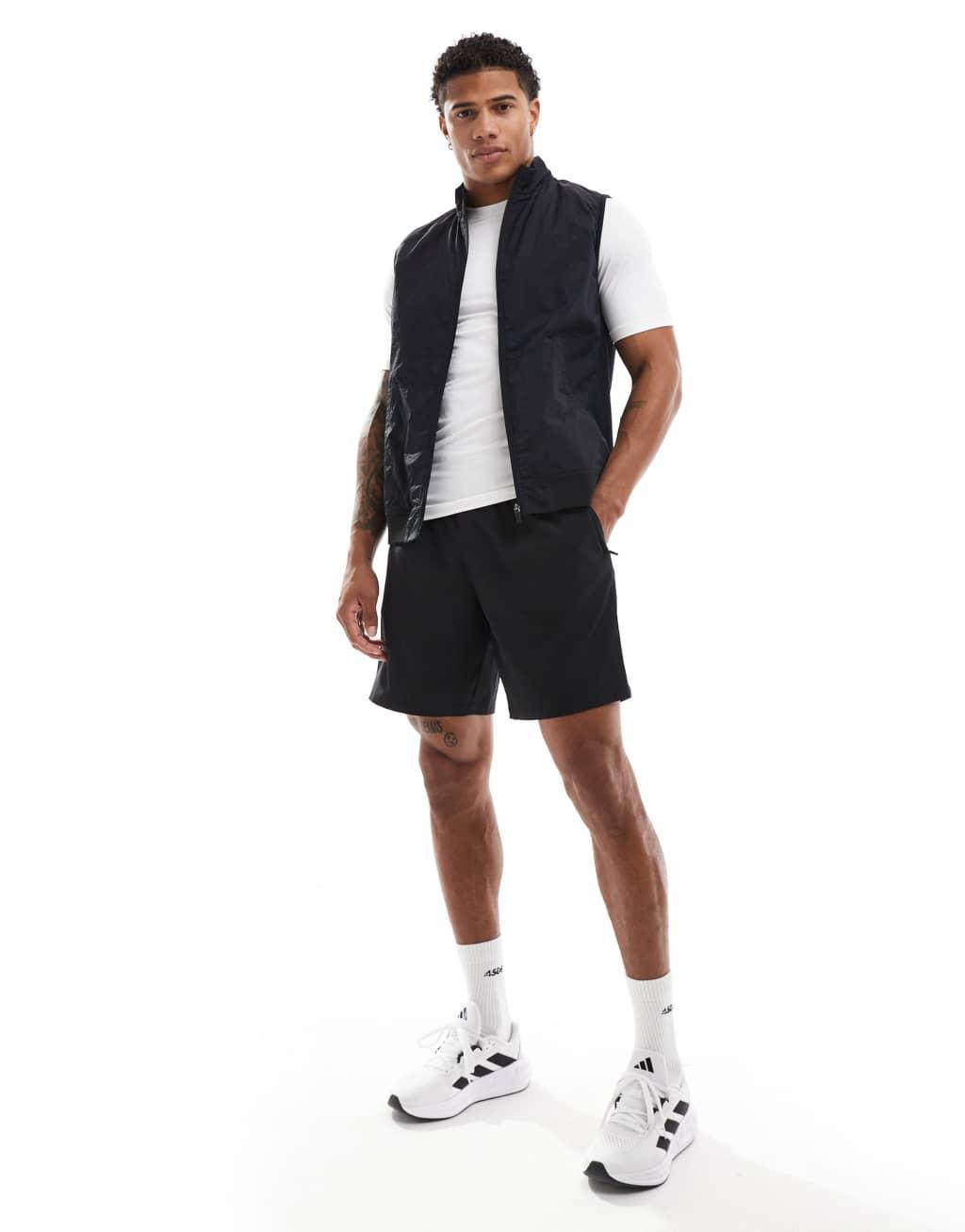 ASOS 4505 thermal zip up performance running vest with zip phone pockets in black Product Image