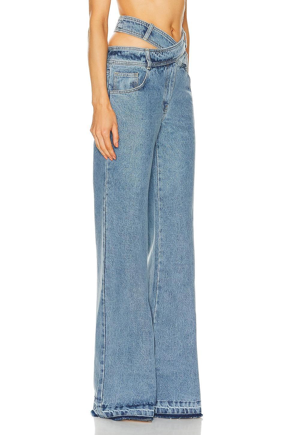 Monse Criss Cross Waist Wide Leg in Blue Product Image