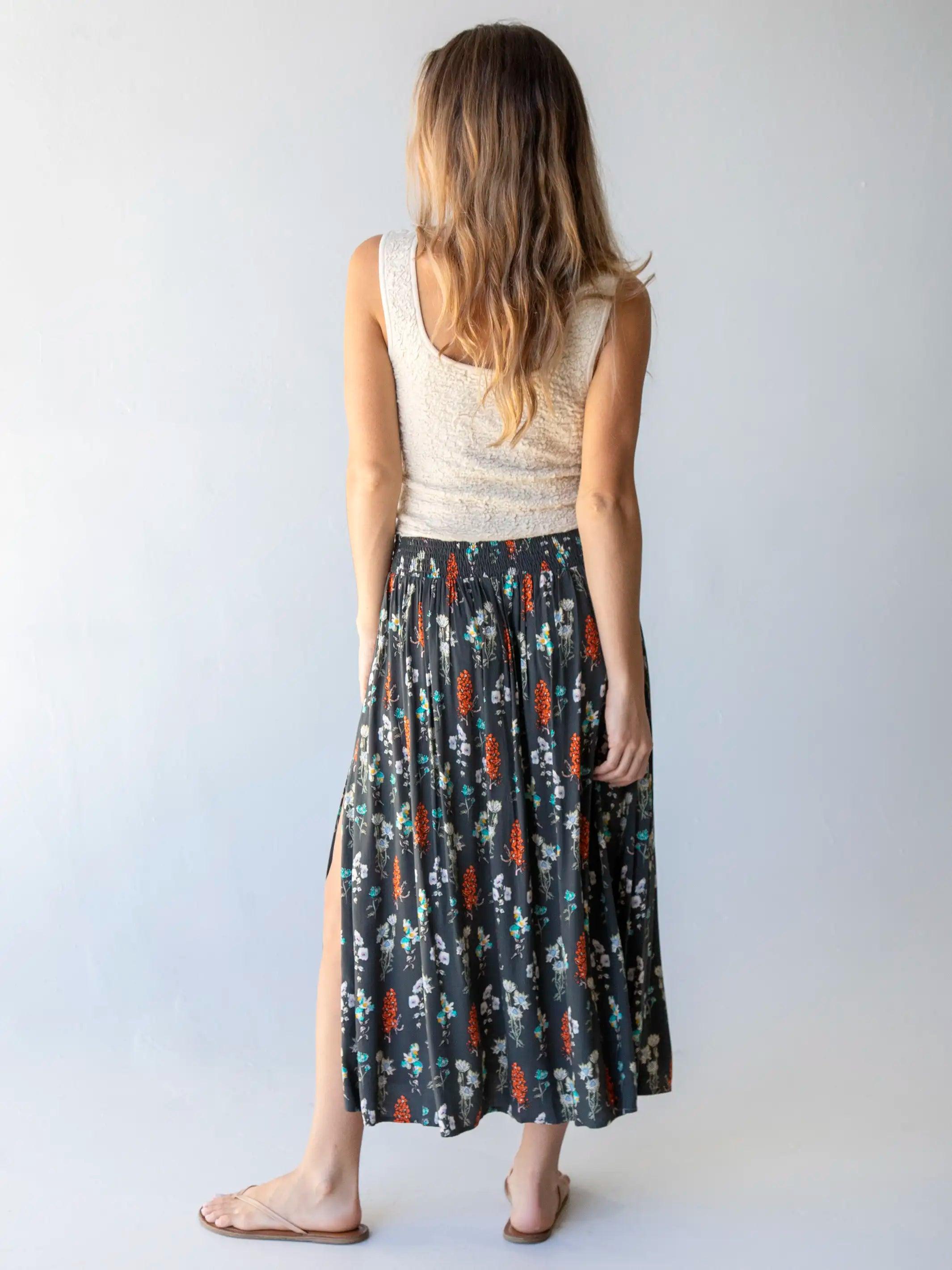 Addie Midi Skirt - Charcoal Bouquet Product Image