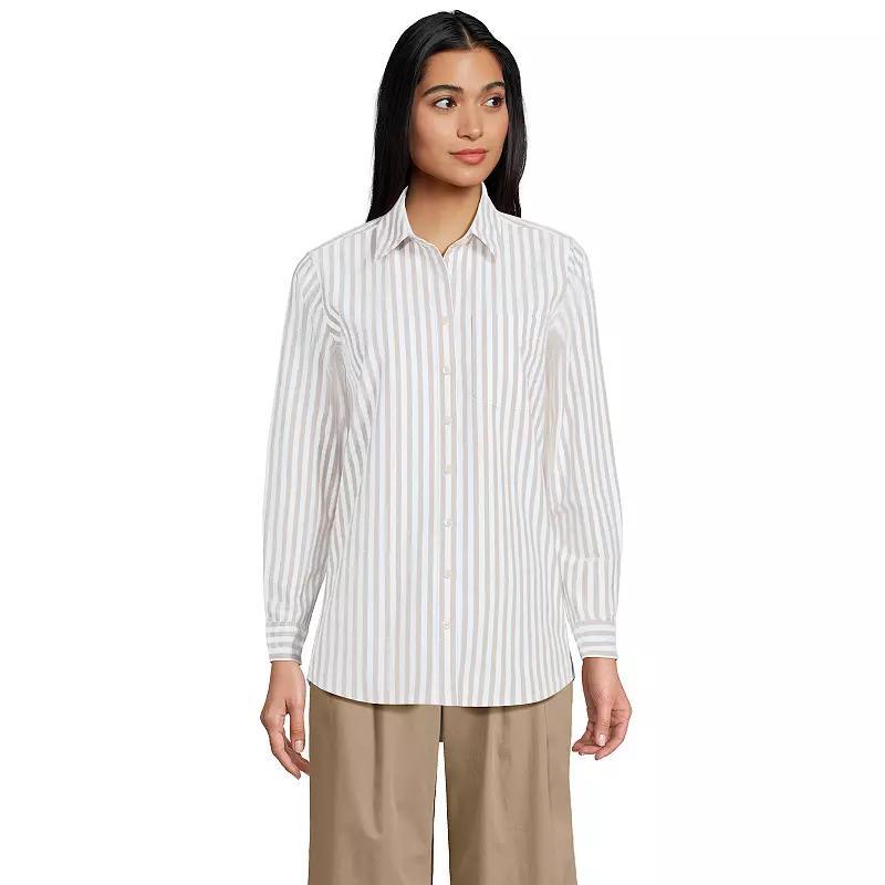 Petite Lands End Long Sleeve Button-Down Oxford Shirt, Womens Product Image