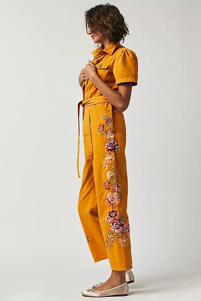 Driftwood Puff Sleeve Embroidered Jumpsuit Product Image