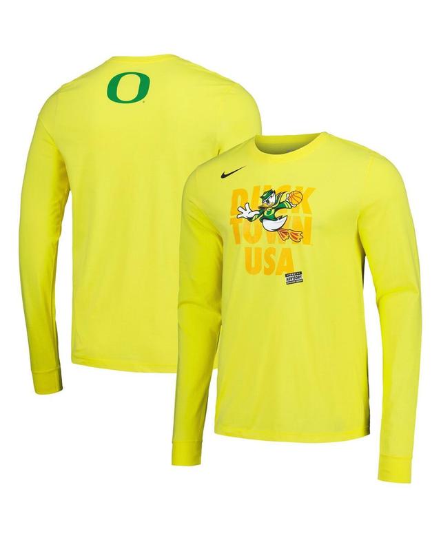 Mens Nike Oregon Ducks Duck Town Pre-Game Warm-Up Long Sleeve T-Shirt Product Image