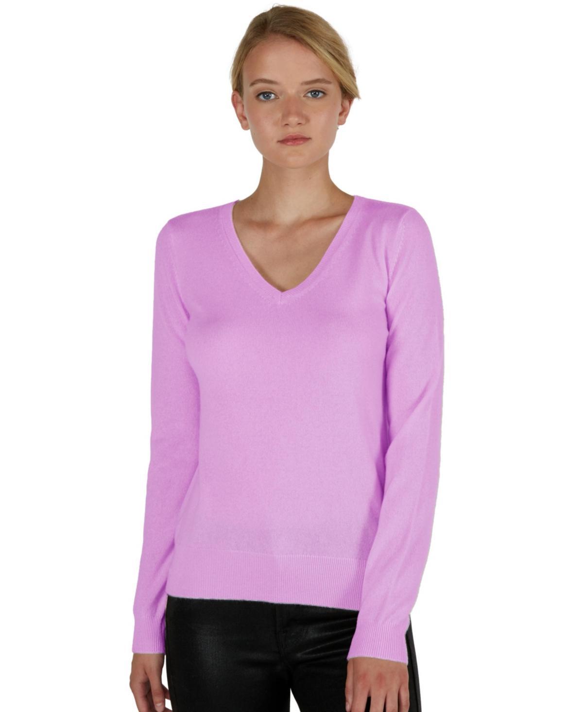 Jennie Liu Womens 100% Pure Cashmere Long Sleeve Pullover V Neck Sweater Product Image