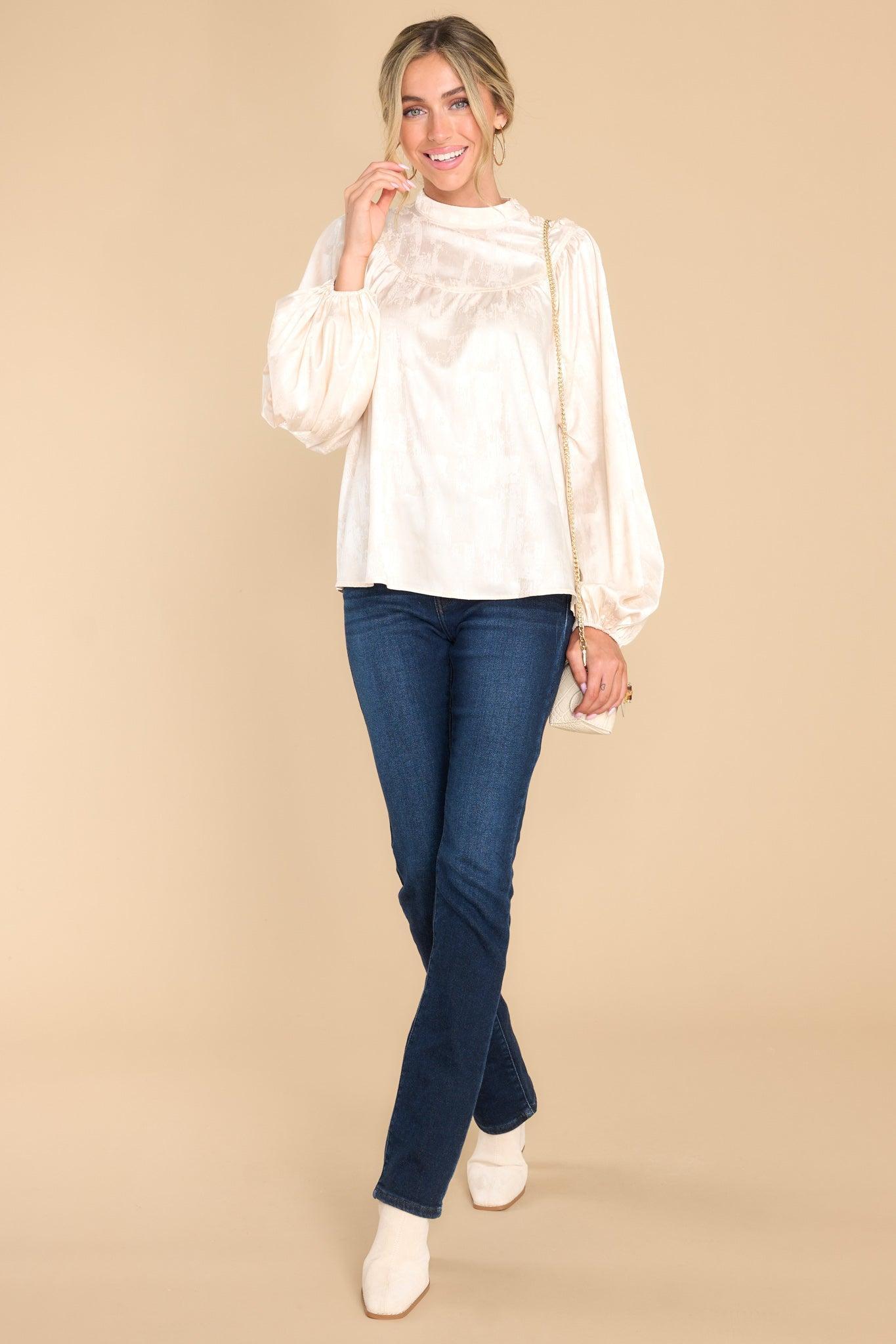 Aura Deserving Praise Ivory Satin Top Product Image