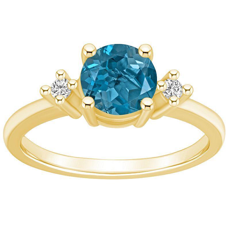 Alyson Layne 14k Gold Round London Blue Topaz & Diamond Accent Ring, Womens Product Image