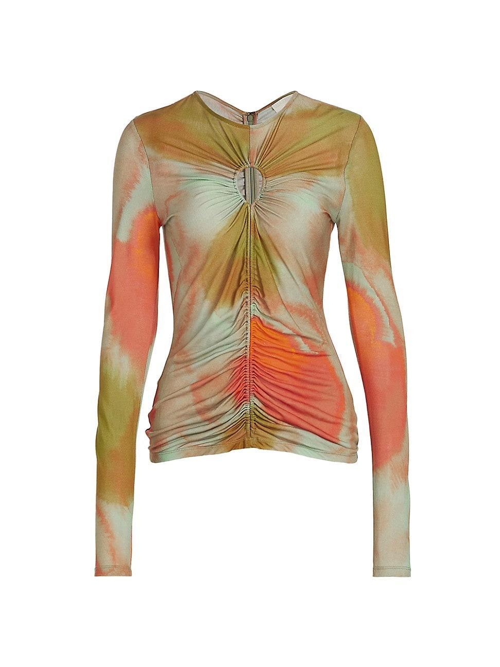 Madeline Long-Sleeve Ruched Keyhole Top Product Image