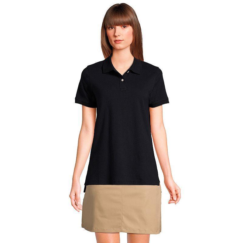 Womens Lands End School Uniform Short Sleeve Mesh Polo Shirt Blue Product Image